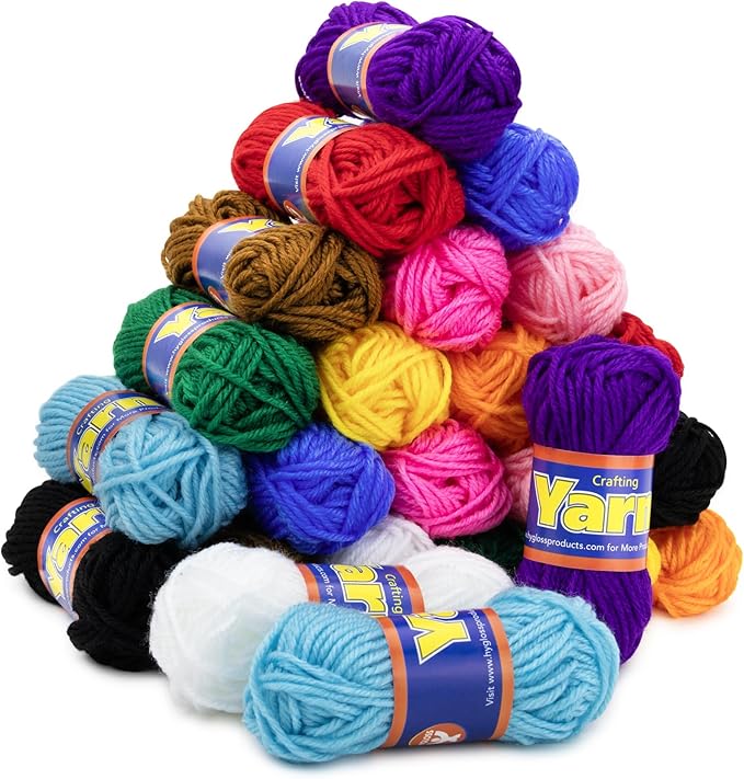 Hygloss Assorted Acrylic Yarn Set - 24 Mini Colorful Skeins - Crochet & Knitting Yarn - 100% Acrylic - Soft, Smooth - 2x 12-Packs (24 Skeins) - 24 Yards Per Skein - Total 576 Yards