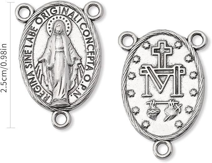 10 Pcs St Benedict Medals Cross Charms and Virgin Mary Rosary Centerpieces for Rosary Making Supplies,Medalla De La Virgen Milagrosa Catolica with Saint Benedict for Necklaces Pendant Rosary Kit