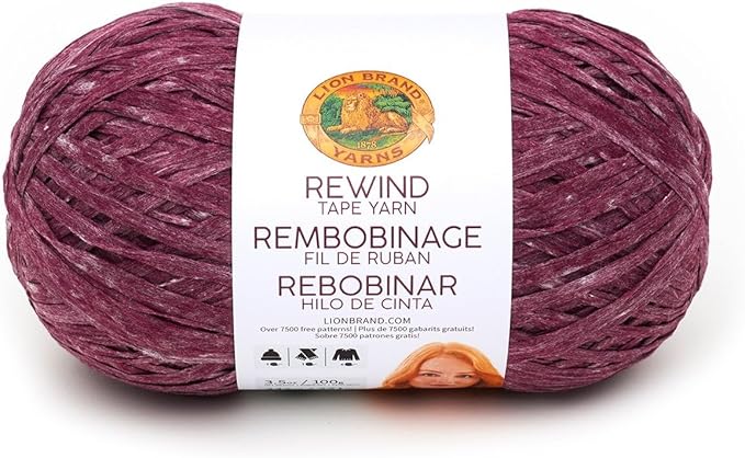 Lion Brand Yarn, Bulky Tape Rewind Yarn for Knitting and Crocheting, Current Situation, 1 Pack