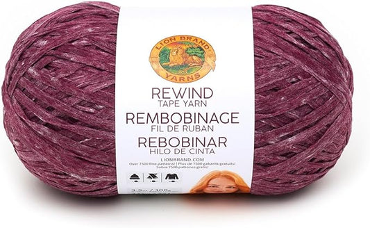 Lion Brand Yarn, Bulky Tape Rewind Yarn for Knitting and Crocheting, Current Situation, 1 Pack