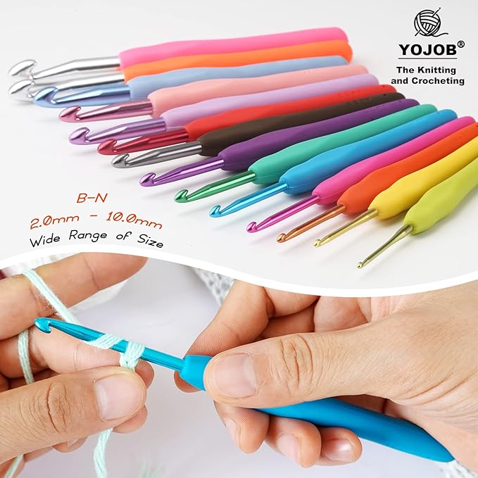 YOJOB 2Pack Size G / 4mm, 7/4.5mm Crochet Hooks, Super Smooth & Ergonomic for Beginner and Advanced (4.0mm, 4.5mm)