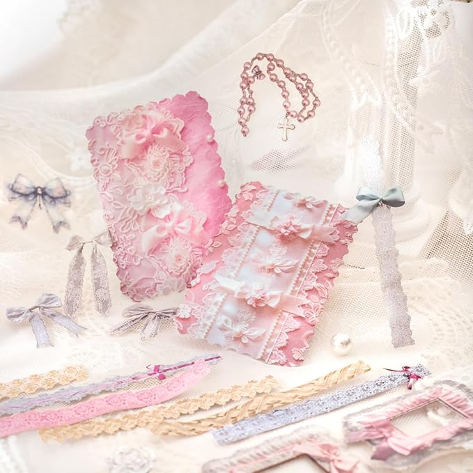 100 Pieces Romantic Lace-Themed Scrapbook Stickers Set, Aesthetic Decorative Stickers for Scrapbooking, Junk Journaling, Crafting, DIY Projects, Diaries and Art Supplies
