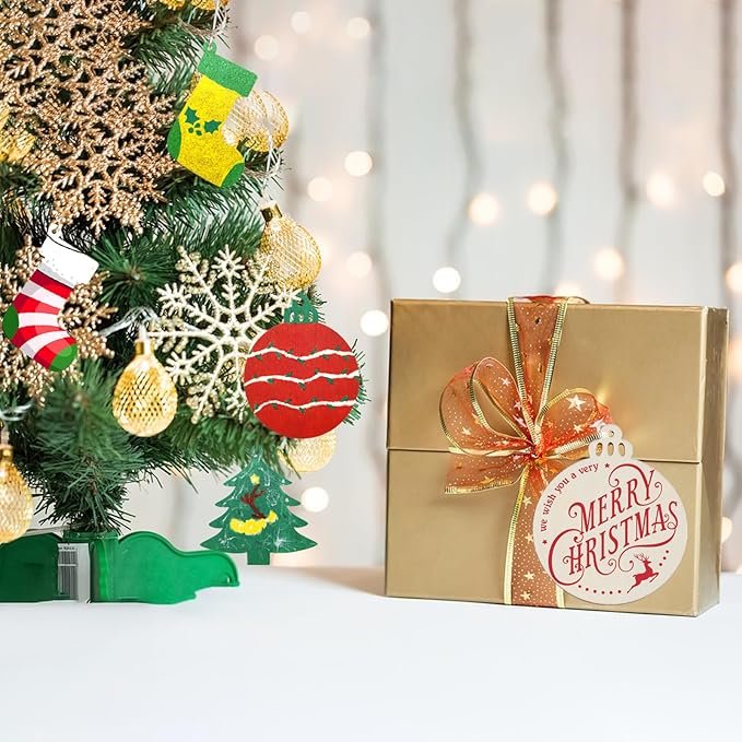 Christmas Ornaments Craft Kit, 48 Pcs Blank Wood Slices for Painting with Paint Pens and Brushes, DIY Wooden Christmas Ornament Set for Tree Decorations, Family Holiday Activities and Gifts
