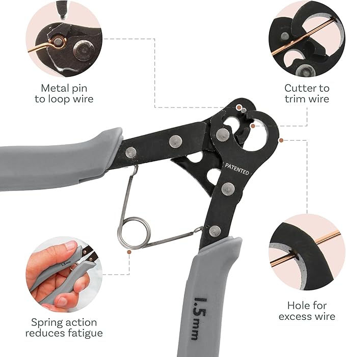 The Beadsmith Original One Step Loopers – 3-Piece Combo Pack, includes 1.5 mm, 2.25 mm & 3 mm Looper Pliers, Use With 24-18g Craft Wire (Patented)