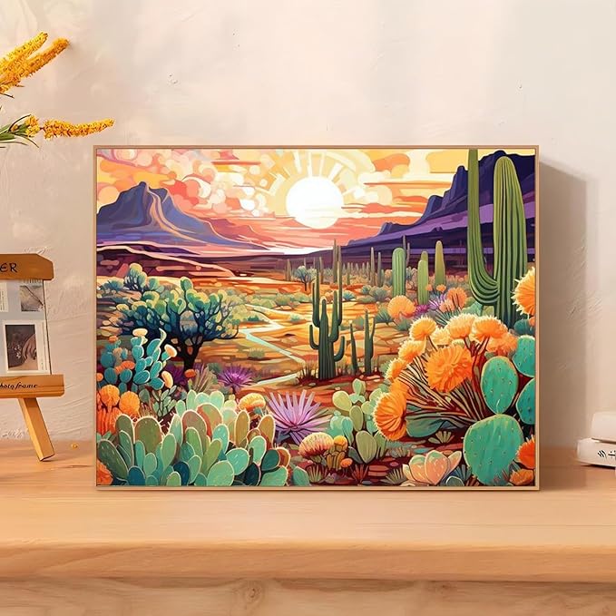 Reivworl Landscape Diamond Art Kits for Adults, Desert Diamond Painting Kits, Gem Art Kit for Gifts and Home Interior Decor 12x16 Inch