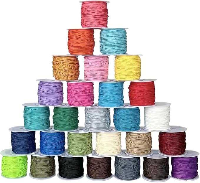 685m 30 Colors 1mm Waxed Polyester Cord Bracelet Cord Wax Coated String for Bracelets Waxed Thread for Jewelry Making Waxed String for Bracelet Making 10m for Each Color