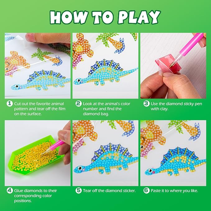 Labeol Diamond Art Kits for Kids Boys and Girls Ages 6-8-10-12 Easy to DIY Creative Diamond Art Sticker Craft by Numbers Kits for Kids and Adult Beginners (Transportation)