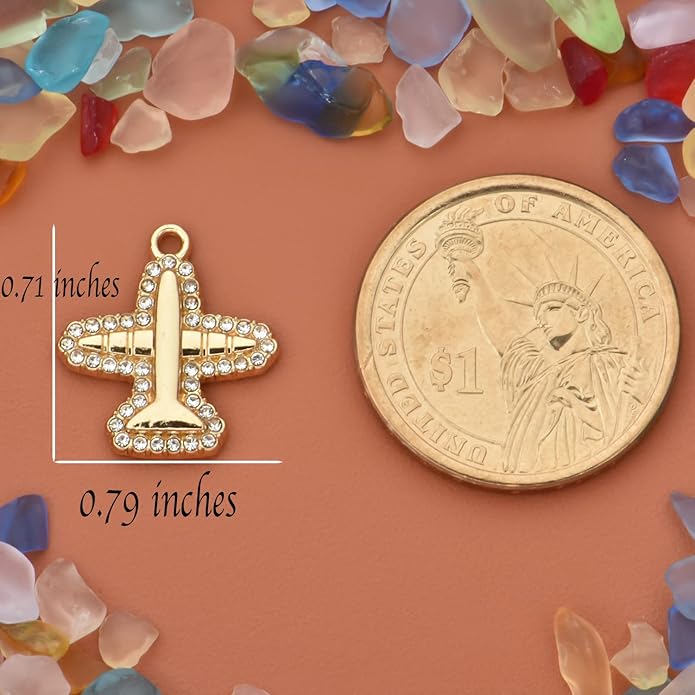 Pack of 20 Rhinestone Charms Gold Plated Pendants Pave Crystal Accessories for Necklace Bracelet Jewelry Making DIY Crafting