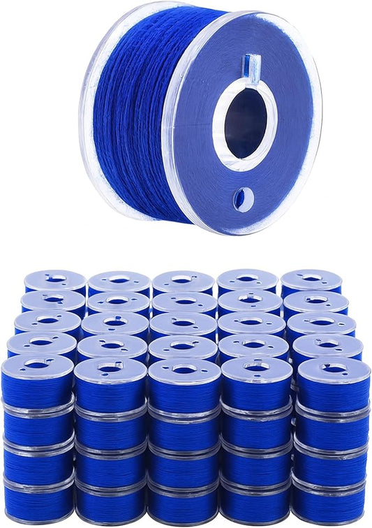 Mandala Crafts 144 Blue SA156 Prewound Bobbins for Singer Sewing Machine -15J SA156 Prefilled Bobbin Thread for Brother Sewing Machine and Embroidery