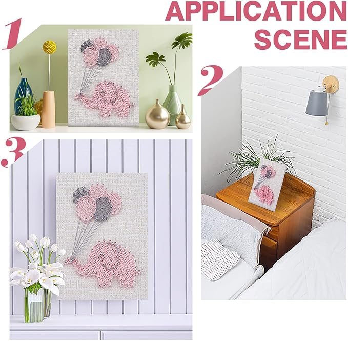 WEBEEDY DIY 3D String Art Kit for Adults Beginners, Elephant Craft Kit, Include All Necessary Accessories and Frame, Christmas Home Wall Decorations Unique Gift