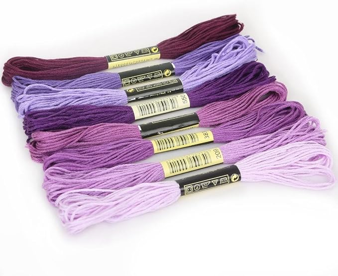 8Pcs 7.5m Purple Cotton Stitch Embroidery Thread Floss DIY Friendship Bracelets Floss Craft Sewing Skeins Fashion Embroidery Floss for Arts, Crafts and Sewing