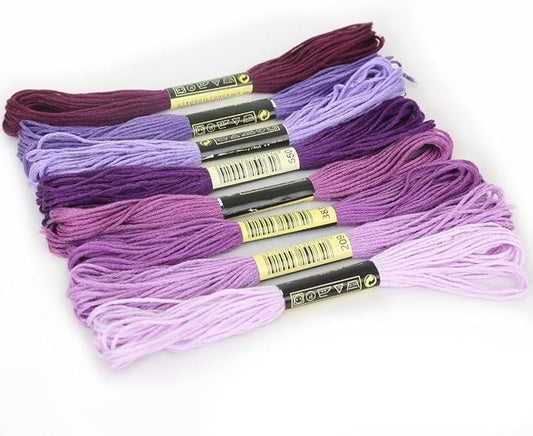 8Pcs 7.5m Purple Cotton Stitch Embroidery Thread Floss DIY Friendship Bracelets Floss Craft Sewing Skeins Fashion Embroidery Floss for Arts, Crafts and Sewing
