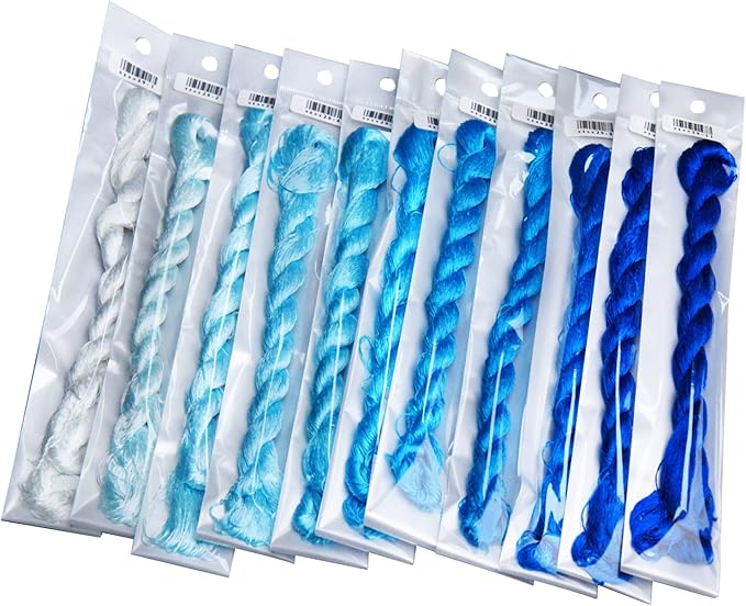 Natural 100% Silk Thread, Handmade Embroidery Thread Silk Floss 11 Colors 110m Each (29)