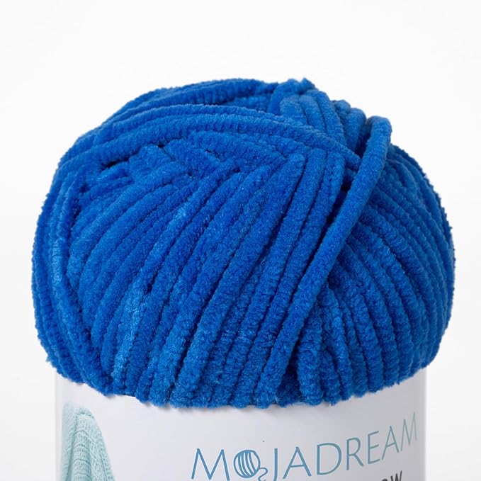 Marshmallow Yarn 3PCS 3.5oz Soft Chenille Yarn for Amigurumi Baby Blanket Yarn: No Shedding Soft Easy to Knitting and Crocheting Bulky 5# Yarn 3 Skeins of 100g (Princess Blue)