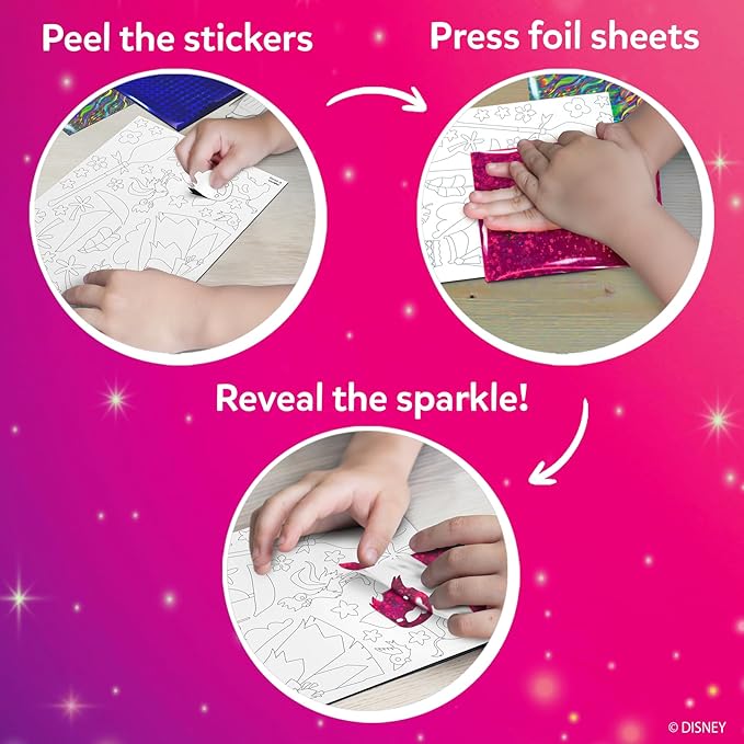 skillmatics foil fun - disney princess, mess-free art & craft kits for kids, diy activity, travel toy, perfect valentine’s day gift for fans of moana, cinderella, ariel, jasmine, ages 4, 5, 6, 7, 8, 9