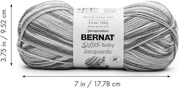 Bernat Softee Baby Jacquards River Ripples Yarn - 3 Pack of 4.2oz/120g - Acrylic - #3 DK (Light) - 287 Yards - Knitting & Crochet