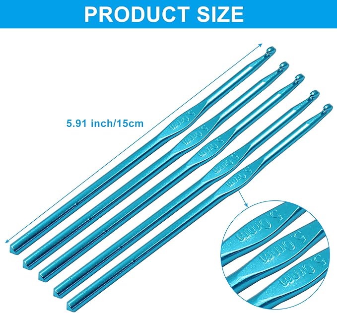 Cionyce 6 Pack h/8 5mm Aluminum Crochet Hook, US Size H (Size 8) Crochet Needle for DIY Craft Yarn Knitting Needles