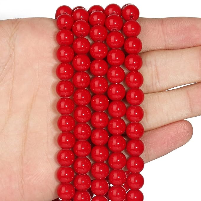 Stone Beads, 45pcs Red Agate, 8mm Round Loose Beads for Jewelry Making, Bracelets, with Bag, String & Card