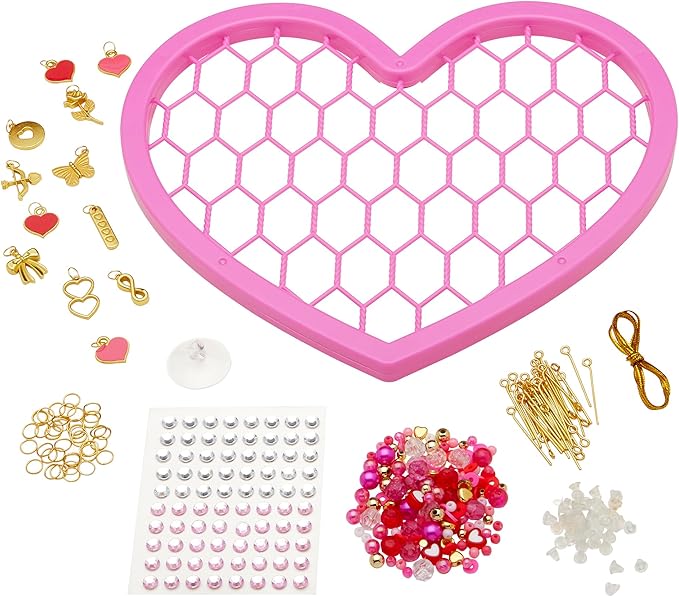 RoseArt Beaded Expressions Heart DIY Beaded Sun Catcher Craft Kit - Valentine’s Day DIY Bead Art for Kids – Design, Bead & Display Hanging Heart Frame – Jewelry-Inspired Window Decor, Ages 8+