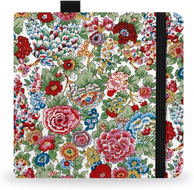 Square 5.1X5.1 300gsm Watercolor Journal Hardbound 40pgs（20 Sheets Front Back 2 Textures） Travel Size for Calligrapher Colored Pencil Watercolor Sketch Handmade Cloth Cover Notebook Little Peony