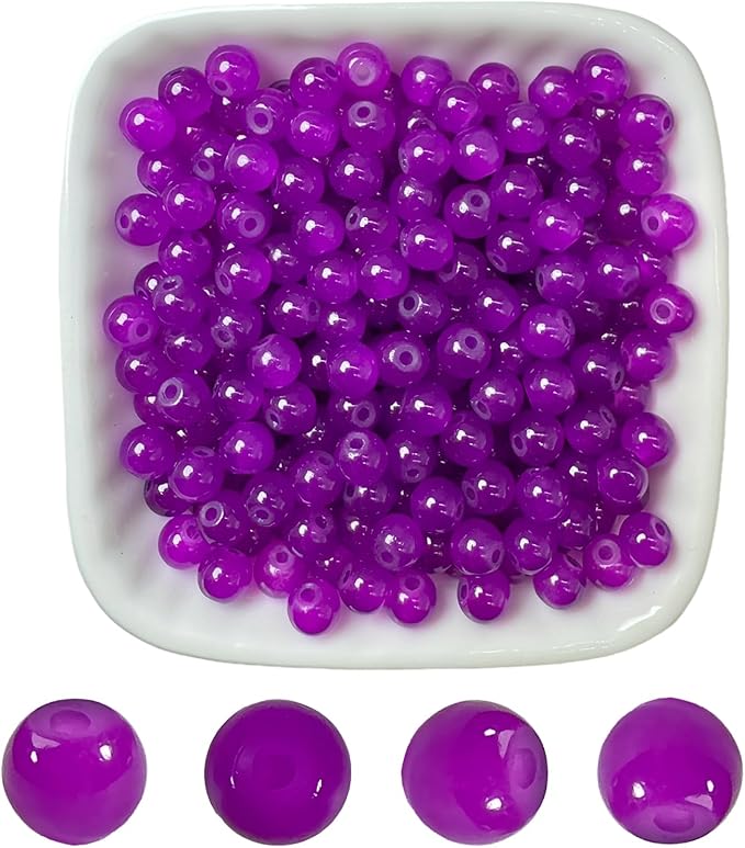 6mm Round Glass Beads for Jewelry Making, 900Pcs Glass Seed Beads for Bracelets, DIY Crafts (Dark Purple)