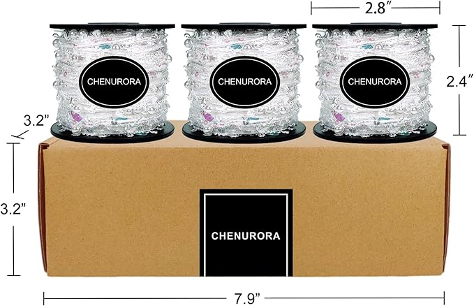 Hand-Blended Multifiber Multicolored Fancy Yarn with Beads for Knitting Crocheting Crafts DIY, Set of 3 Rolls (White)