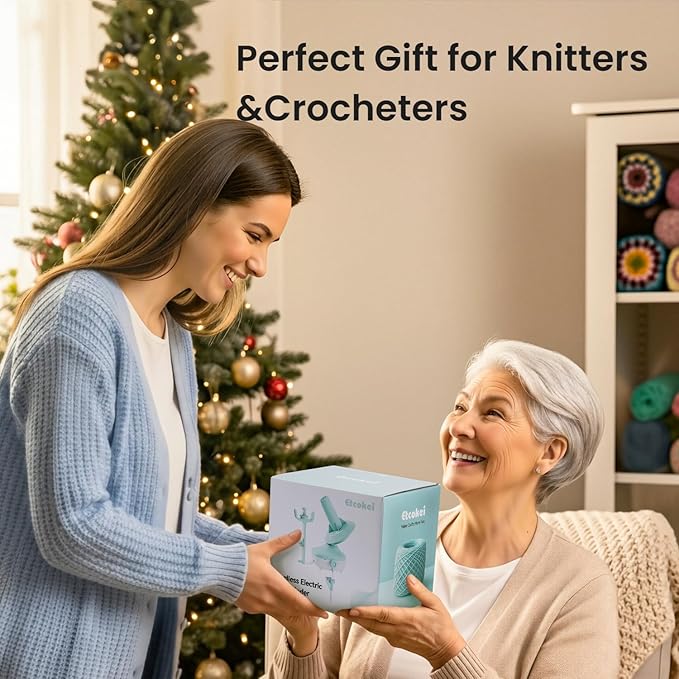 Cordless Yarn Winder, 2H Running Time Rechargeable Electric Yarn Cake Winder with 2200mAh Battery, Compact Yarn Winder for Crocheting Auto Yarn Spinner, Ideal Helper for Craft Lovers(Mint)