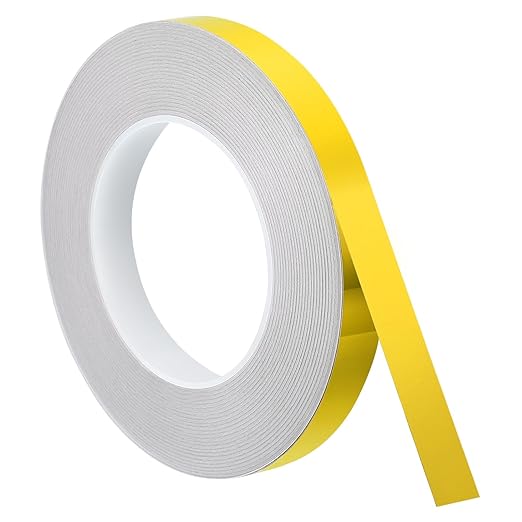 uxcell Metallic Tape, 0.59 in x 164 ft Self Adhesive Metalized Polyester Film Tape Waterproof Shiny Washi Tape for Walls Graphic Arts Gifts Wrapping Crafts Decoration, Gloss Gold