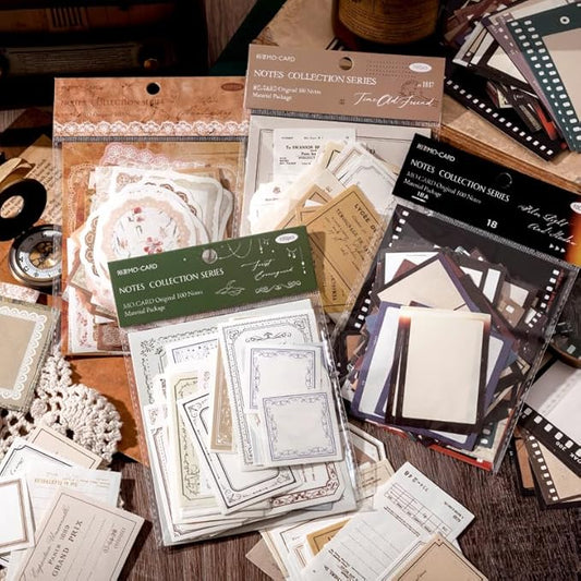 Alideco 400pcs Scrapbook Paper Vintage Lace Film Border Scrapbooking Paper for Journaling Supplies, Decorative Craft Paper for Junk Journals (huiyixuzhang)