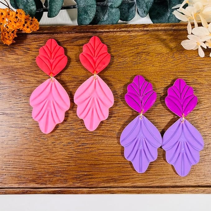Xaekicr Polymer Clay Cutters Leaf & Feather Shapes – 2 Sizes Clay Earring Cutters for Polymer Clay Jewelry, Molds and Tools for DIY Dangle Earrings