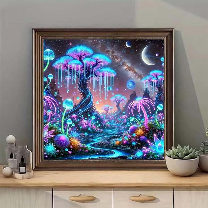 SHICERNHJ 5D Diamond Painting Kits for Adults,Dreamy Luminescent Tree Diamond Art Kits,DIY Full Drill Diamond Painting Kits Arts and Crafts for Adults Home Wall Deco 14x14 Inch