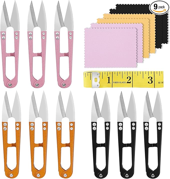 UCEC 9 Pack High-Carbon Steel Mini Thread Snips Sewing Scissors, 4.2 Inch Yarn Snips - Sewing Snips Thread Cutter Scissors for Stitch, Knitting, DIY Crafts