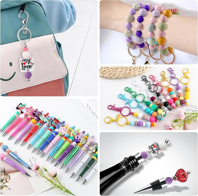 150Pcs 12mm Silicone Beads for Keychain Making and Bracelet Making,30 Colors Round Silicone Beads for Pens（Multicolor）