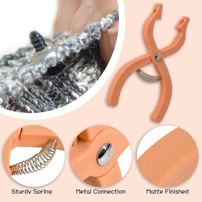 UPTTHOW Safety Eyes Jig Pliers Auxiliary Tool for Attaching Doll Eyes and Noses for Amigurumi and Crochet, DIY Craft Install Accessories Supplies for Stuffed Animals, Orange