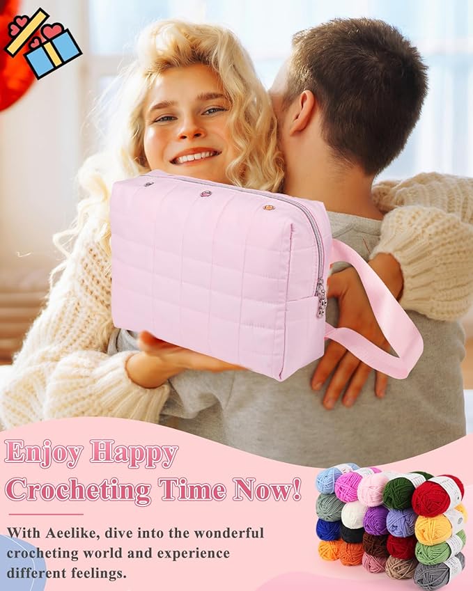 Aeelike Crochet Kit for Beginners Adults, Complete Yarn Kit Including 1093 Yards Crochet Yarns, Crochet Hooks Set, Detailed Instructions, Learn to Crochet Kits for Beginners Professionals