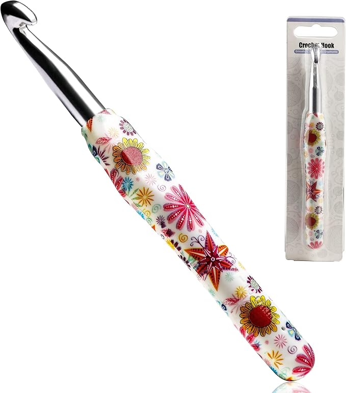 10mm Crochet Hook, Ergonomic Handle for Arthritic Hands, Soft Rubber Grip Extra Long  Knitting Needles for Beginners and Knitting Crocheting Yarn (10mm)