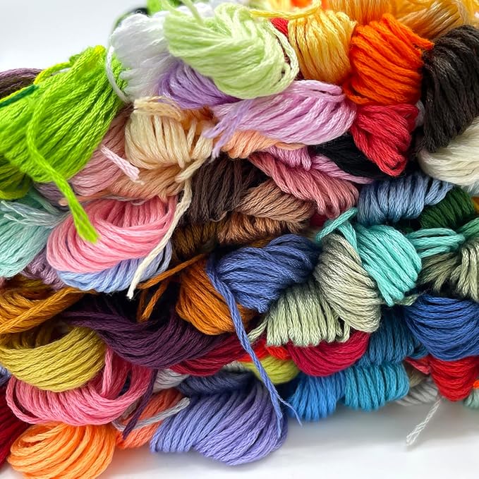 Bracelet String Kits, 200 Colors Rainbow Color Embroidery Thread, Cross Cotton Stitch Embroidery Thread, Bracelet Yarn with 20 Plastic bobbins(200 Color)
