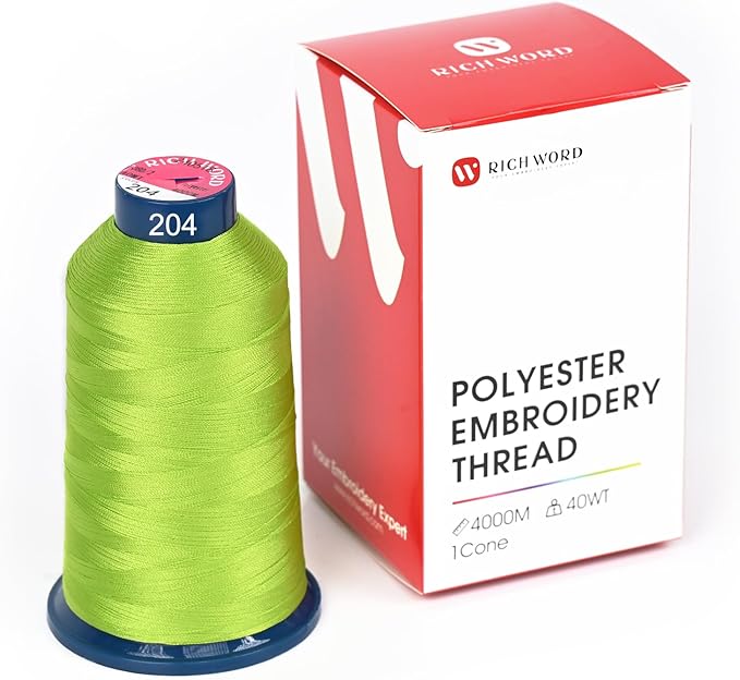 Poolin Embroidery Machine Thread Richword Selected Green 4000M 40WT Polyester Embroidery Thread – Smooth, Strong Single Spool for Home & Commercial Machines 0204