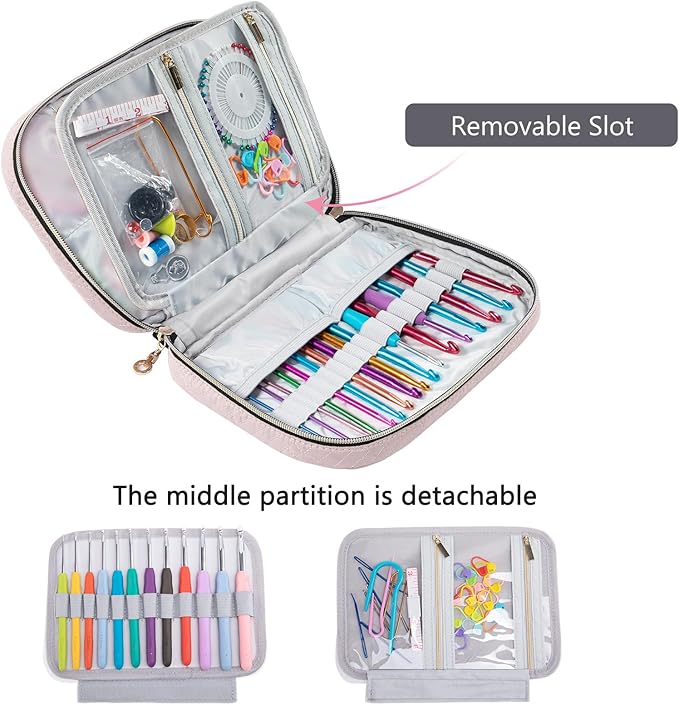 Crochet Hook Case Empty - Quilted Crochet Organizer Case- Crochet Hook Holder for Circular Knitting Needles, Crochet Hooks (up to 8") Knitting & Crochet Supplies - Knitting Accessories