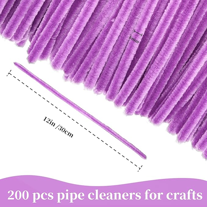 Deep Purple Pipe Cleaners Crafts-200PCS Chenille Stems DIY Crafts for Invitations & Decorations; Suitable for Wedding & Party Occasions,Halloween Decor,Christmas Gifts for Kids,Crochet Flowers