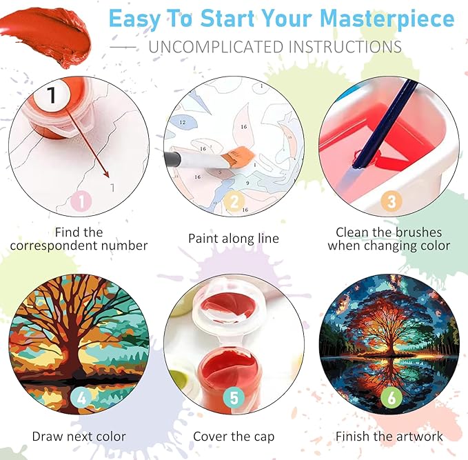 Paint by Numbers Kit for Adults - Tree of Life Acrylic Adult Paint by Number Kits on Canvas for Beginner, Tree of Life DIY Oil Painting by Numbers for Adults Kit, Perfect for Home Decor Gift 16"x20"