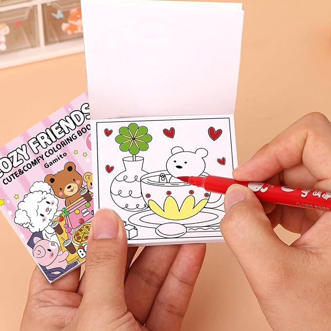 Mini Coloring Book for Adults, 2-Pack Travel Small Coloring Books, Pocket Size Adults Relaxation Coloring Books Stress Relief Adult Mini Coloring Book (Pink+Peachpuff)