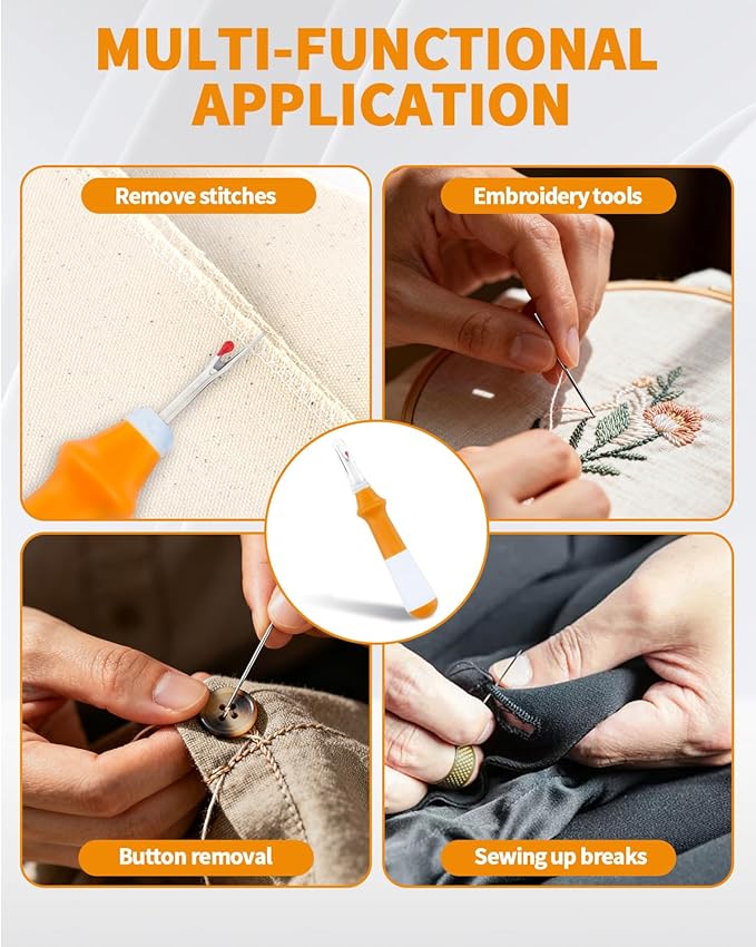 Needle and Thread Seam Ripper, Rippers for Sewing and Thread (Orange)