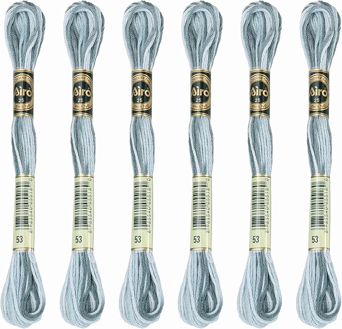 PATIKIL 6 Skeins Embroidery Floss, Polyester Embroidery Threads Bracelets String for Cross-Stitch Hand Embroidery, Gray White