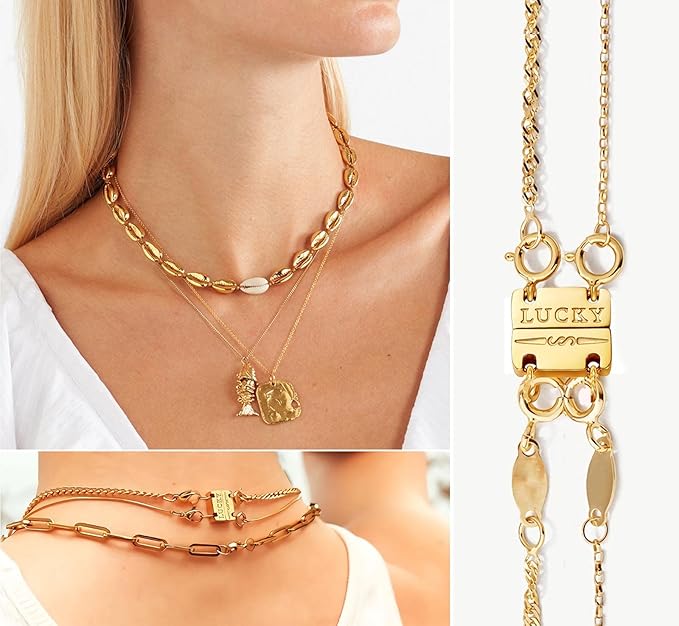 dailyacc lucky necklace layering clasp 18k gold and silver strong multiple necklace clasps for layered separator