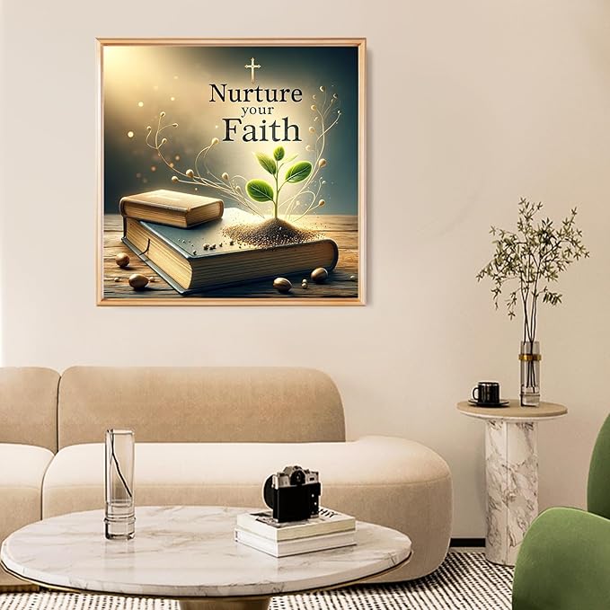 Faith Diamond Art Kits for Adults, Book Diamond Painting Kits for Adults Beginners, DIY 5D Diamond Painting with Round Gem Art Kits for Gift Home Wall Decor 14x14 Inch