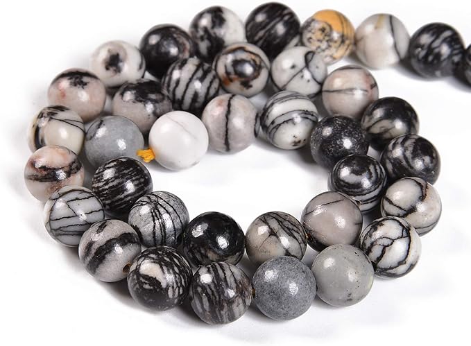45pcs 8mm Natural Spider Web Jasper Gemstone Round Spacer Loose Stone Beads for Jewelry Making 15.5" 1 Strand (Spider Web Jasper, 8mm 45Beads)