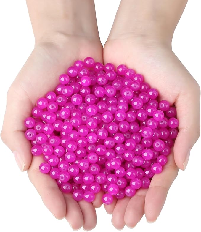 500Pcs Pink Red Glass Beads Kit for Jewelry Making, 8mm Round Crystal Beads for Bracelet Necklaces Kit Earring DIY Crafts Bracelets (Pink Red)