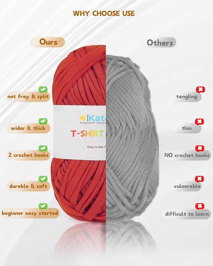 Katech Red T Shirt Yarn, 400g, 130 Yards Chunky Thick Yarn for Crocheting, Easy to Crochet, Beginner Knitting Gifts