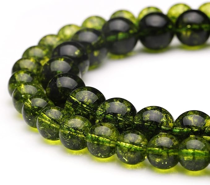 youngbling natural crystal beads for jewelry making,8mm peridot polished round smooth stone beads,genuine real stone for bracelet necklace 15 inch(peridot,8mm)
